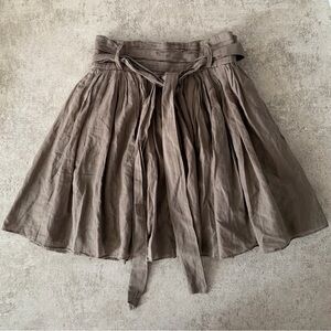 Mustard Seed Green Khaki Tie Waist Mini Skirt